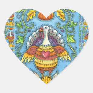 PEGATINA EN FORMA DE CORAZÓN TURQUÍA DE ARTE FOLK, COLORES DE LA TEMPORADA DE G