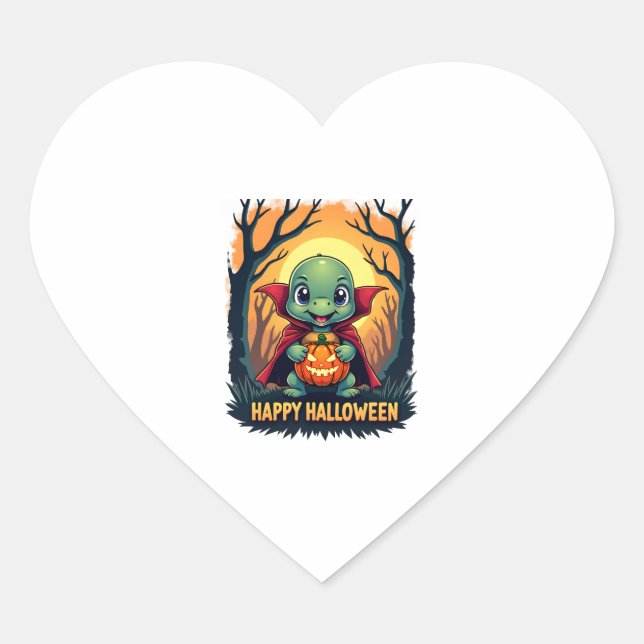 Pegatina En Forma De Corazón Turtle Tortoise Boo Vampire Trick Or Treat Hallowe (Anverso)