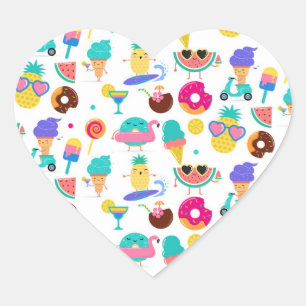 Pegatina En Forma De Corazón Tutti Fruitti Golosinas Helado de Frutas de Verano