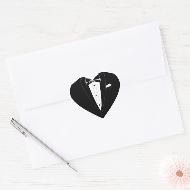 Pegatina En Forma De Corazón Tuxedo (Sobre)