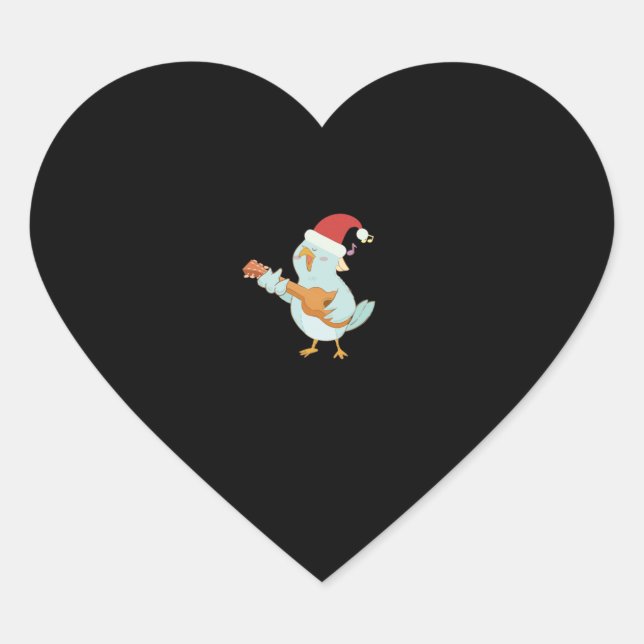Pegatina En Forma De Corazón Ukulele Feliz Navidad (Anverso)