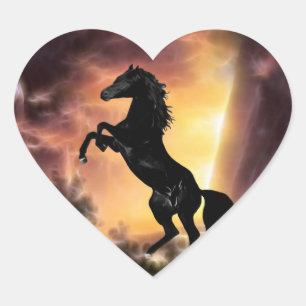 Pegatina En Forma De Corazón Un caballo de Stallion frisón criando