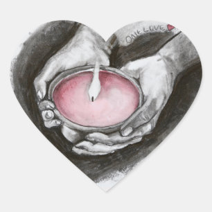 Pegatina En Forma De Corazón "Un carbón de leña y Acuarela de las ilustracion