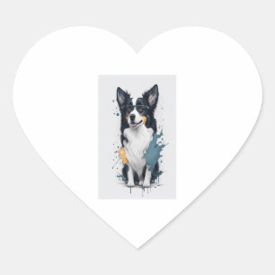 Pegatina En Forma De Corazón Un lindo collar de frontera para perros [RB#10011]