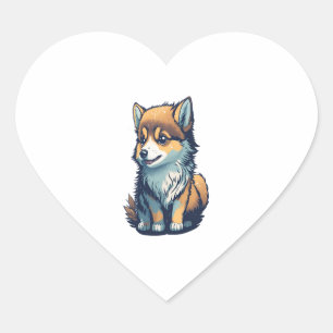 Pegatina En Forma De Corazón Un pequeño y lindo cachorro