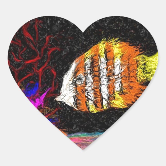 Pegatina En Forma De Corazón Un Pescado De Muchos (Anverso)