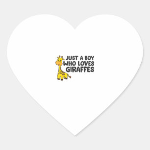 Pegatina En Forma De Corazón Una jirafa divertida, un chico que ama a las jiraf