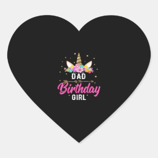 Pegatina En Forma De Corazón Unicorn Birthday Shirt Dad Of The Birthday Girl Te