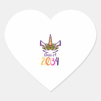 Pegatina En Forma De Corazón Unicorn Class Of 2034 Grow With Me Kindergarten Gi