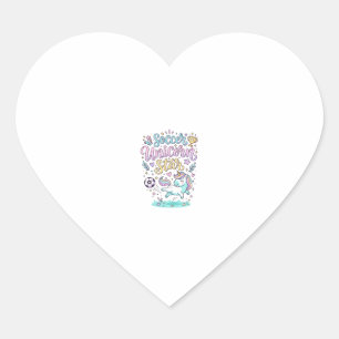 Pegatina En Forma De Corazón Unicorn Fútbol Unicornio Estrella Lindo
