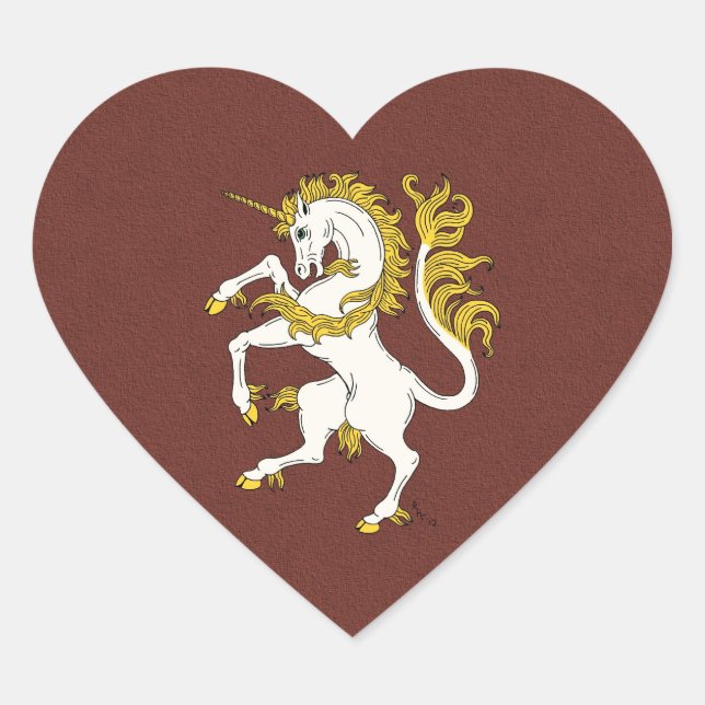 Pegatina En Forma De Corazón Unicorn Rampant (Anverso)