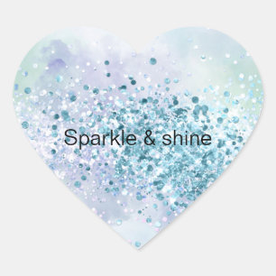 Pegatina En Forma De Corazón Unicorn Sparkle Aqua Confetti