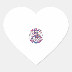 Pegatina En Forma De Corazón Unicornio Alegre y Mágico