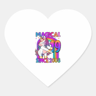 Pegatina En Forma De Corazón Unicornio de 19 años de edad Chica de cumpleaños n