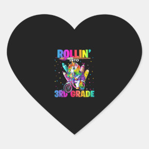 Pegatina En Forma De Corazón Unicornio de tercer grado vuelve a la escuela en e