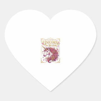 Pegatina En Forma De Corazón Unicornio en Flor Diseño Elegante de Zazzle_1