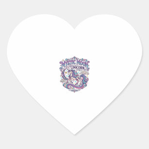 Pegatina En Forma De Corazón Unicornio Místico Luna Unicornio Colorido