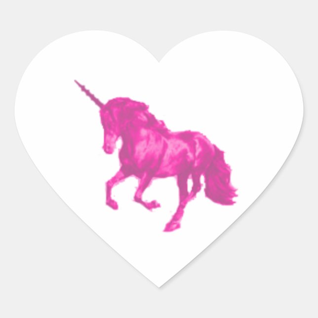 Pegatina En Forma De Corazón Unicornio rosa (Anverso)