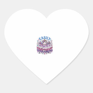 Pegatina En Forma De Corazón Unicornio se distrae fácilmente por el anuncio de 