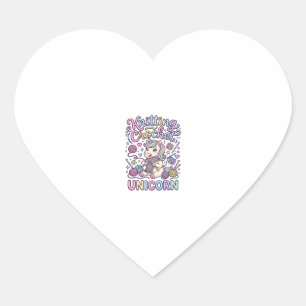 Pegatina En Forma De Corazón Unicornio Tejiendo Crochet Unicornio Encantador Bl