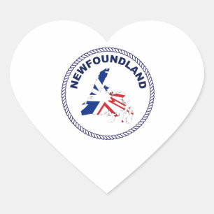 Pegatina En Forma De Corazón "Unique Newfounland Map Design Classic Round Sti