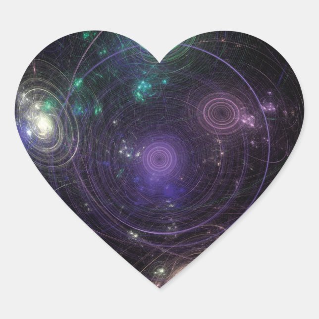 Pegatina En Forma De Corazón Universo de Arte Abstracto (Anverso)