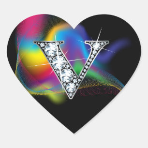 Pegatina En Forma De Corazón "V" Sonido de diamantes en Pegatina cardíaco de re