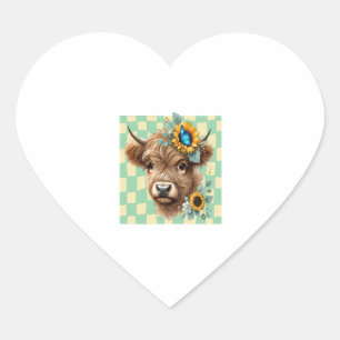 Pegatina En Forma De Corazón Vaca De Girasol Png, Vaca Cuta De Altiplano