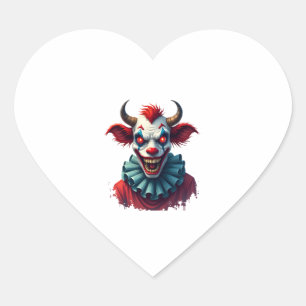 Pegatina En Forma De Corazón Vaca de Payaso del Terror