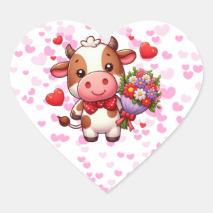 Pegatina En Forma De Corazón Vaca El día de San Valentín