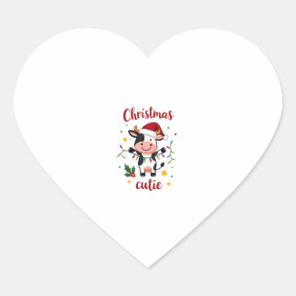 Pegatina En Forma De Corazón Vaca Navidad Cutie Vacas Navidad Camiseta (7)