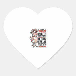 Pegatina En Forma De Corazón Vaca Sassy Divertida Boca Inteligente Gráfico Vint