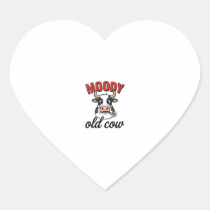 Pegatina En Forma De Corazón Vaca vieja malhumorada Diseño de camiseta de vaca