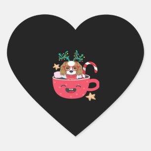 Pegatina En Forma De Corazón Vacaciones navideñas de Cavalier King Charles Span