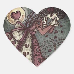 PEGATINA EN FORMA DE CORAZÓN VALENTINA DE PESO DE CORAZÓN ROTO, GÓTICO DE CEMET