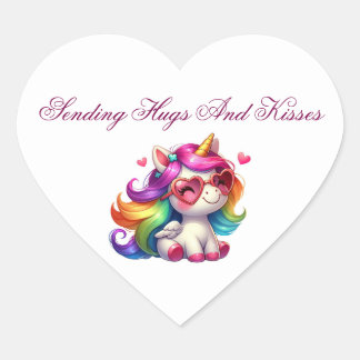 Pegatina En Forma De Corazón Valentine Heart Shaped Unicorn Sticker