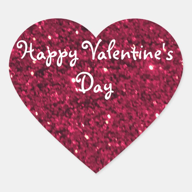 Pegatina En Forma De Corazón Valentine Red Purpurina (Anverso)
