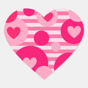 Pegatina En Forma De Corazón Valentine Stripe Dots Hearts