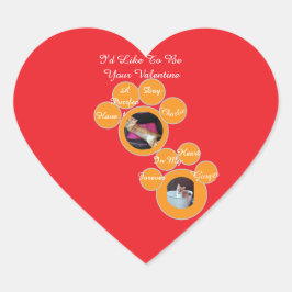 Pegatina En Forma De Corazón Valentine's Pawprint Cat Photo