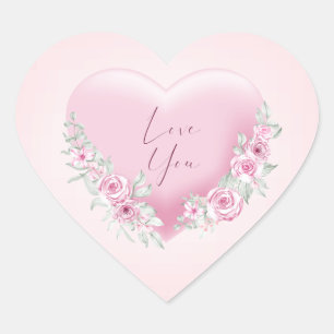 Pegatina En Forma De Corazón Valentines Pink Heart