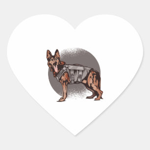 Pegatina En Forma De Corazón Valiente perro de la policía de Pastor Alemán