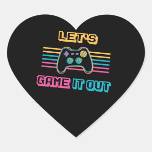 Pegatina En Forma De Corazón Vamos a jugarlo - Estilo retro