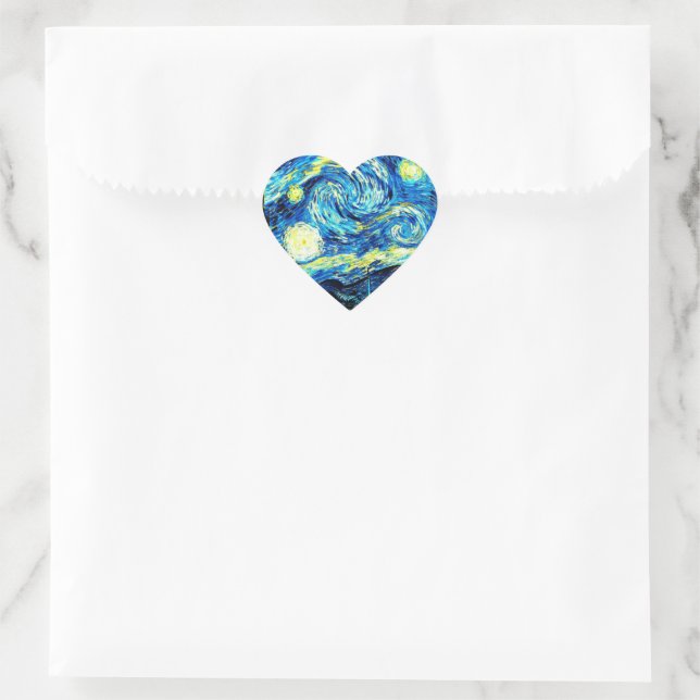 Pegatina En Forma De Corazón Van Gogh - Noche Starry (Bolso)