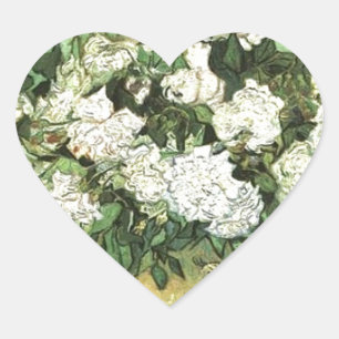Pegatina En Forma De Corazón Vase con Rosas - Van Gogh