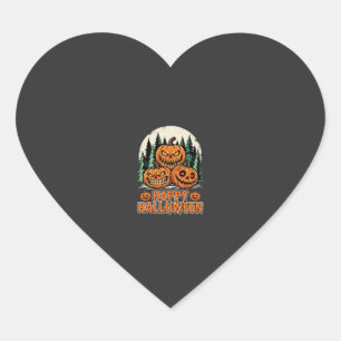 Pegatina En Forma De Corazón Vector de bosque de calabaza espeluznante de Hallo