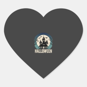 Pegatina En Forma De Corazón Vector de Casa Embrujada de Halloween a la Luz de