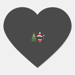 Pegatina En Forma De Corazón Vector de gato de Navidad Santa árbol