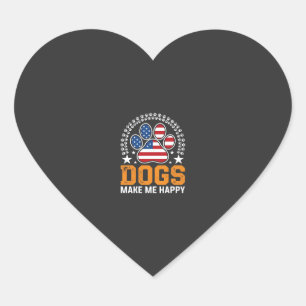 Pegatina En Forma De Corazón Vector de huella de pata de perros patrióticos