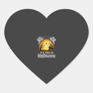 Pegatina En Forma De Corazón Vector de luna embrujada de Halloween fantasmas y
