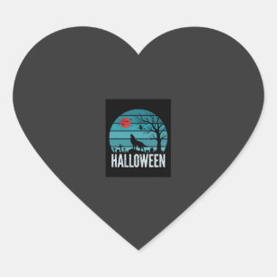 Pegatina En Forma De Corazón Vector Luna Cementerio Lobo Halloween